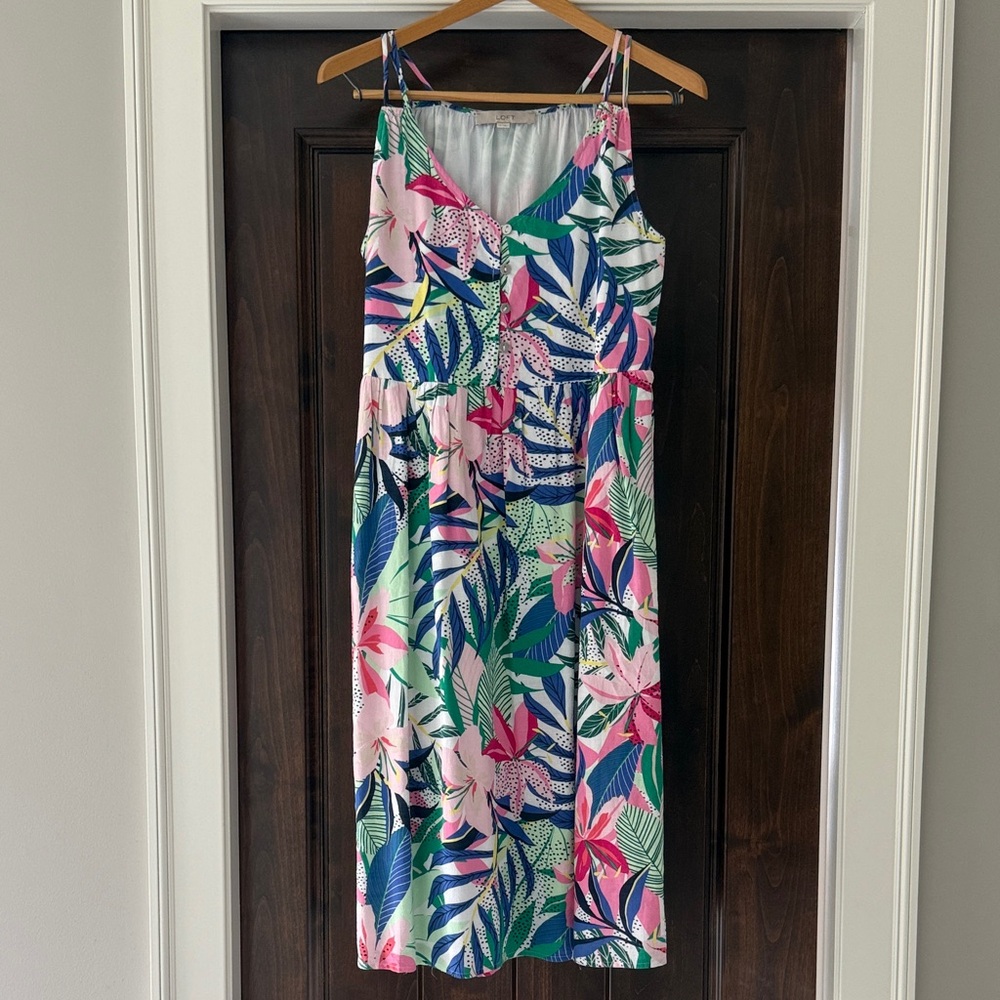 LOFT Vibrant Floral Midi Dress